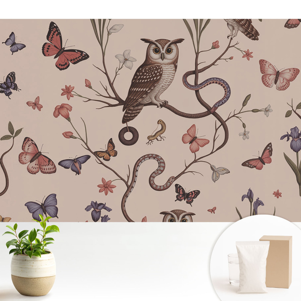 Tapéta Pillangók és virágok természetes idillje