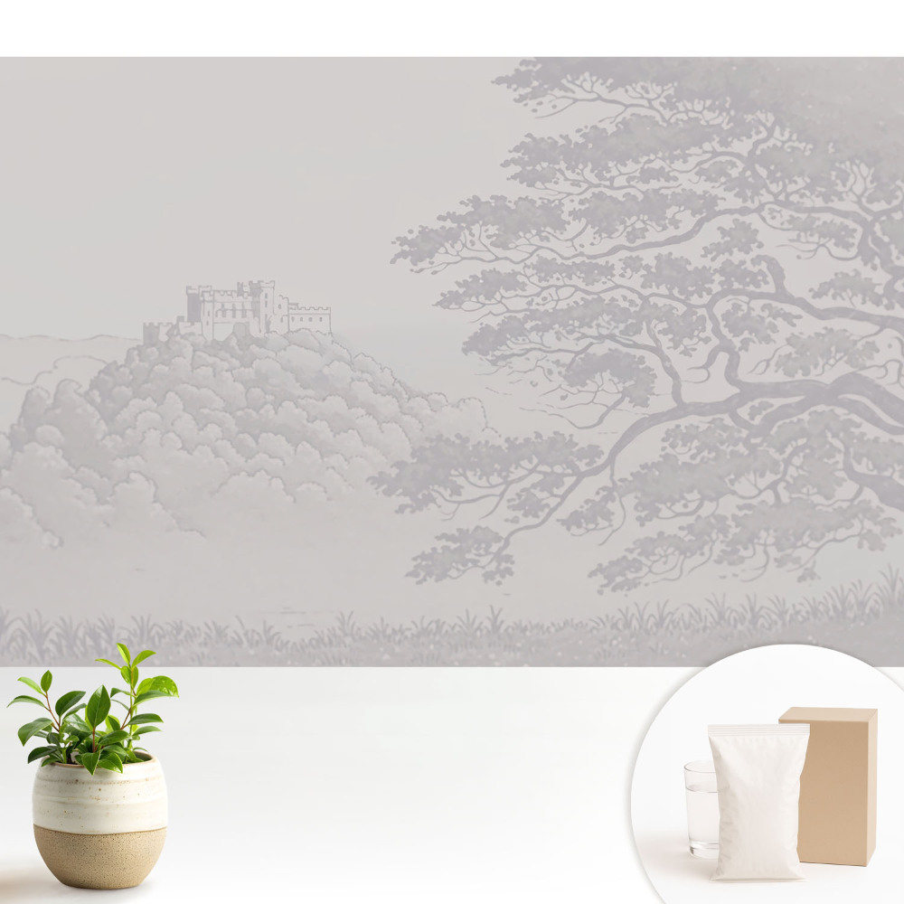 Tapéta Egy kastély tájképe fák között