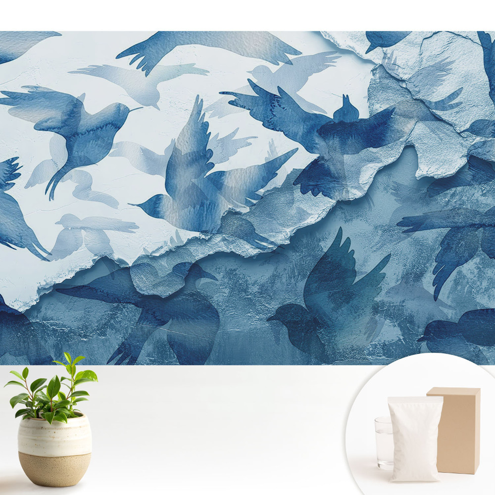 Tapéta Kék madarak absztrakt