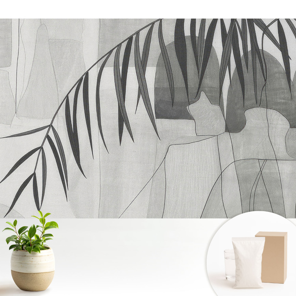 Dekor tapéta Szürke geometrikus pálmalevél minták