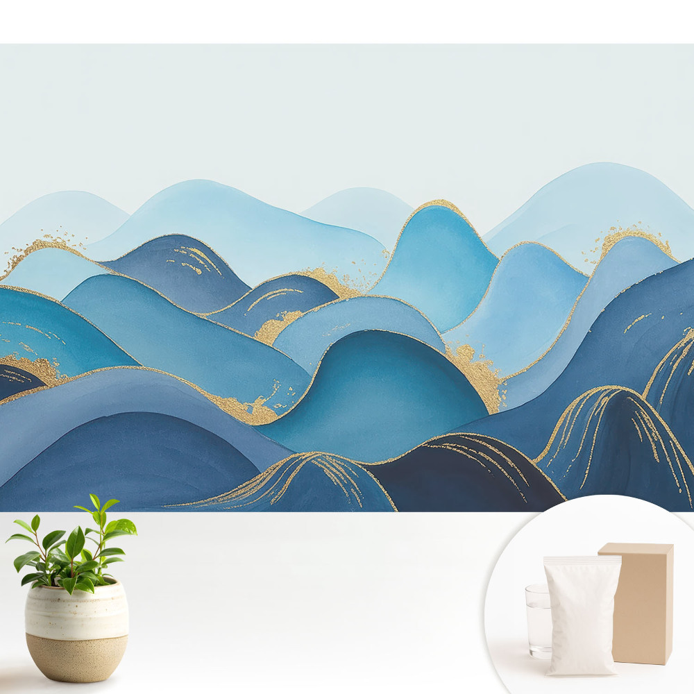 Dekor tapéta Kék hullámok sárga akcentussal