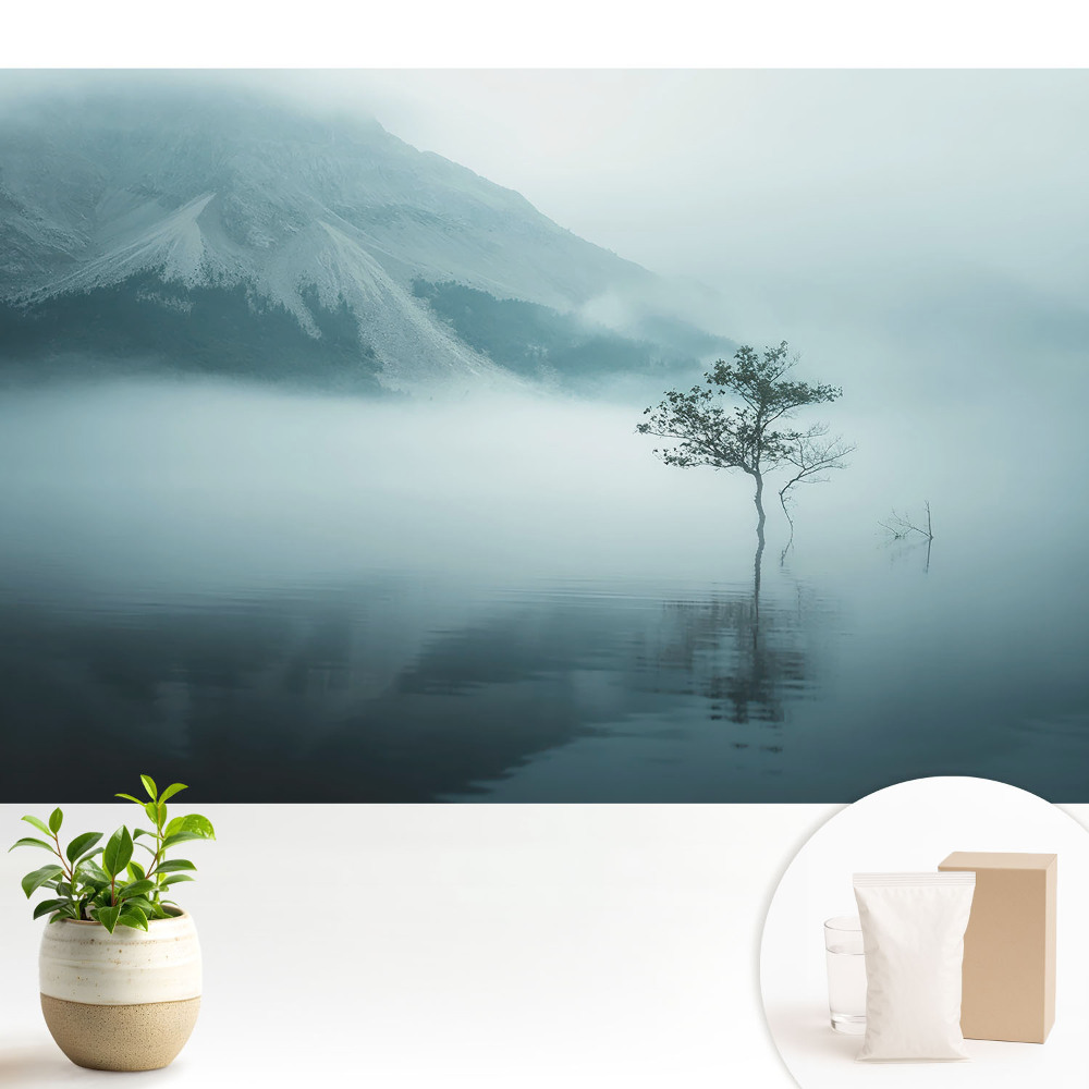 Modern tapéta Egy magányos fa a reggeli ködben