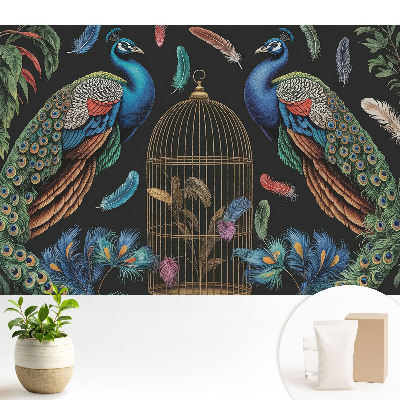 Modern tapéta Pávák és egy vintage kalitka