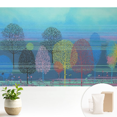 Tapéta Színes fák az ég ellen