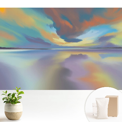 Modern tapéta A víz tükröződésének színei harmonikus tájképet teremtenek