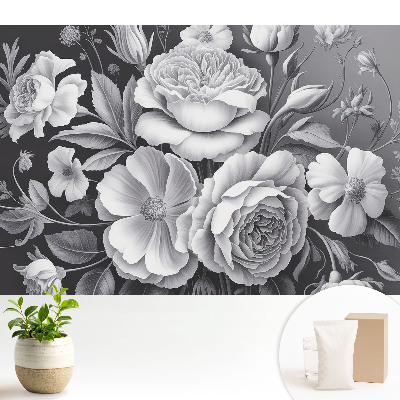 Dekor tapéta Szürke virágok elegancia szépség