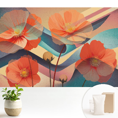 Dekor tapéta Narancssárga virágok absztrakt formák