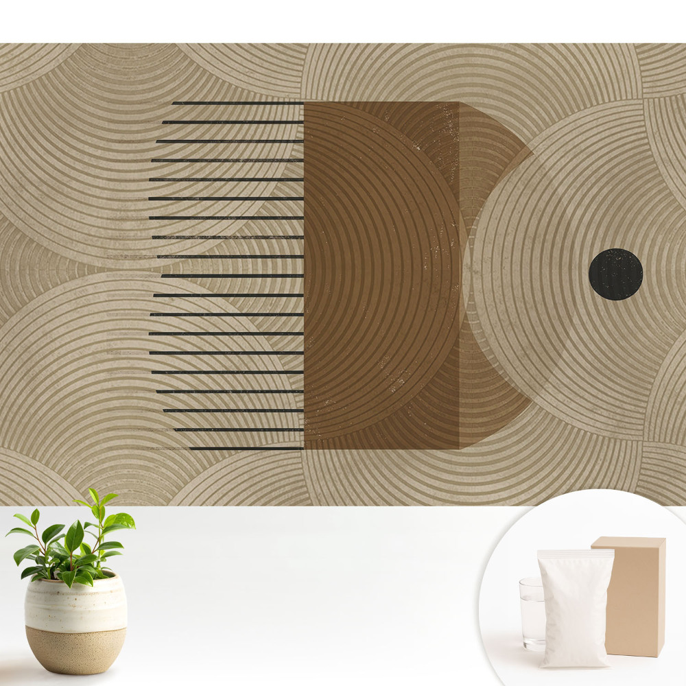Tapéta Geometrikus körök és vonalak meleg árnyalatokban