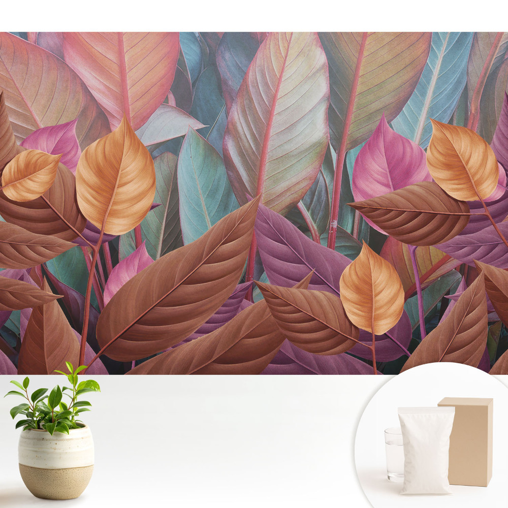 Dekor tapéta A levelek színei elegánsak és harmonikusak.