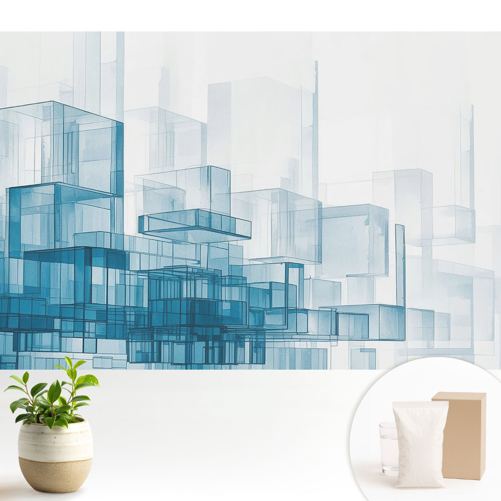 Dekor tapéta Térbeli kék kockák modernitás