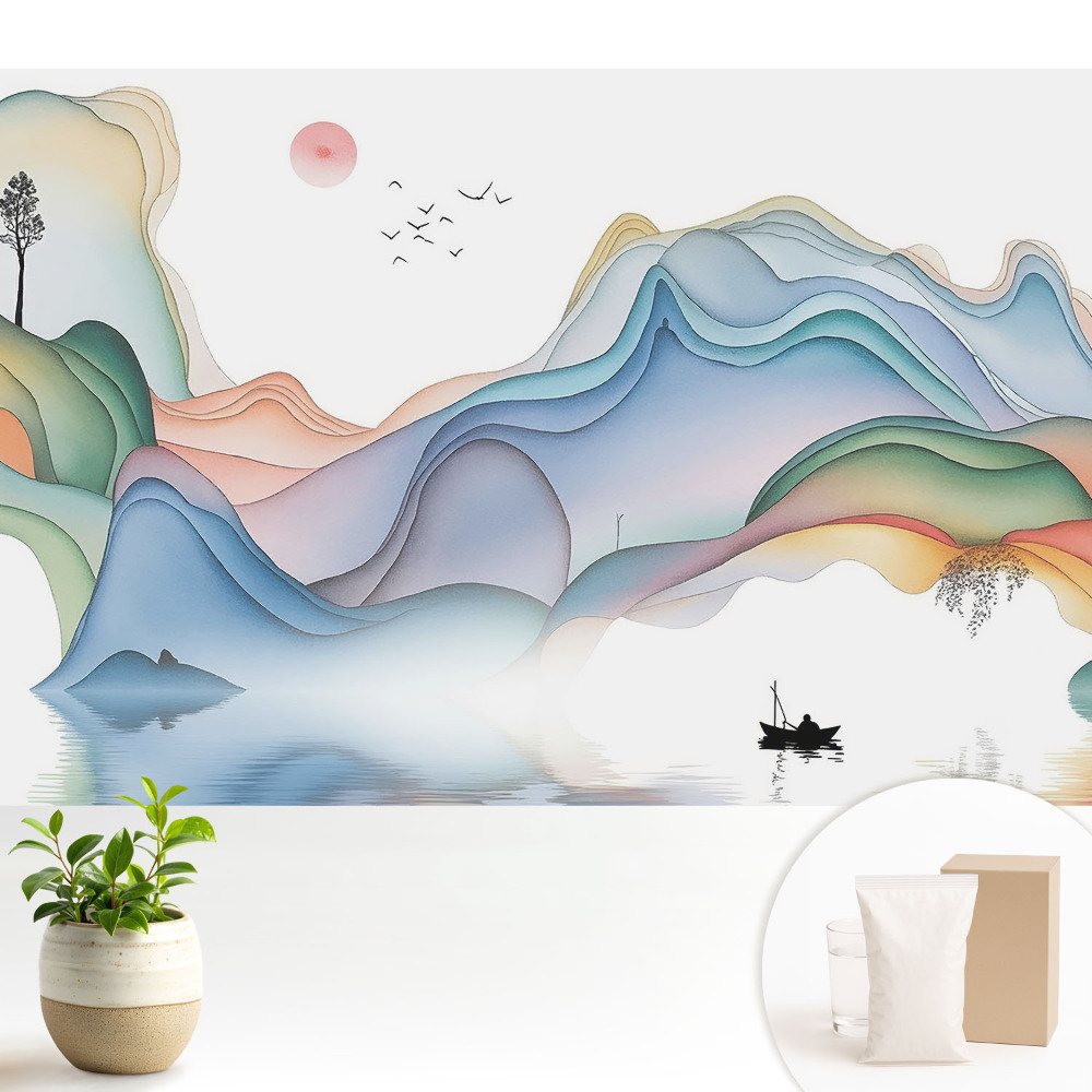 Dekor tapéta Pasztell táj hullámzó hegyekkel