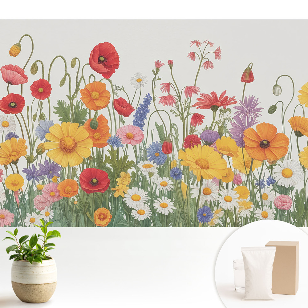 Dekor tapéta Egy színes rét tele virágokkal