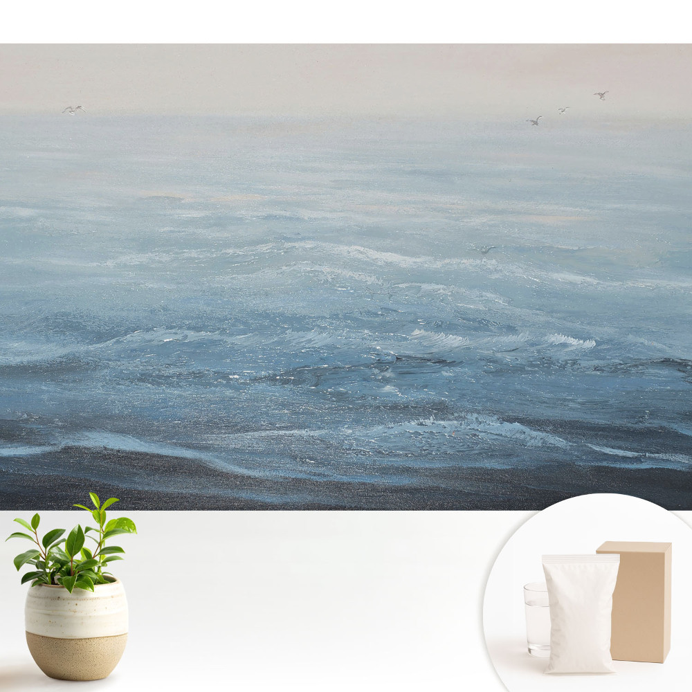 Modern tapéta Kék hullámok és madarak