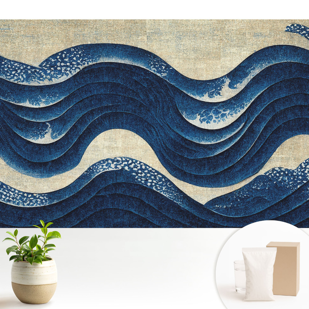 Modern tapéta Sötétkék hullámok elegáns harmónia motívum