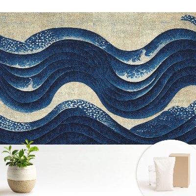 Modern tapéta Sötétkék hullámok elegáns harmónia motívum