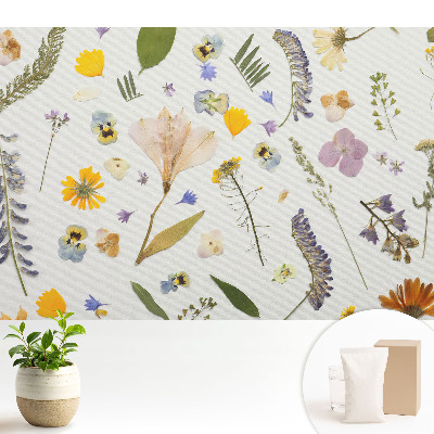 Modern tapéta Szárított virágok fehér vászonon