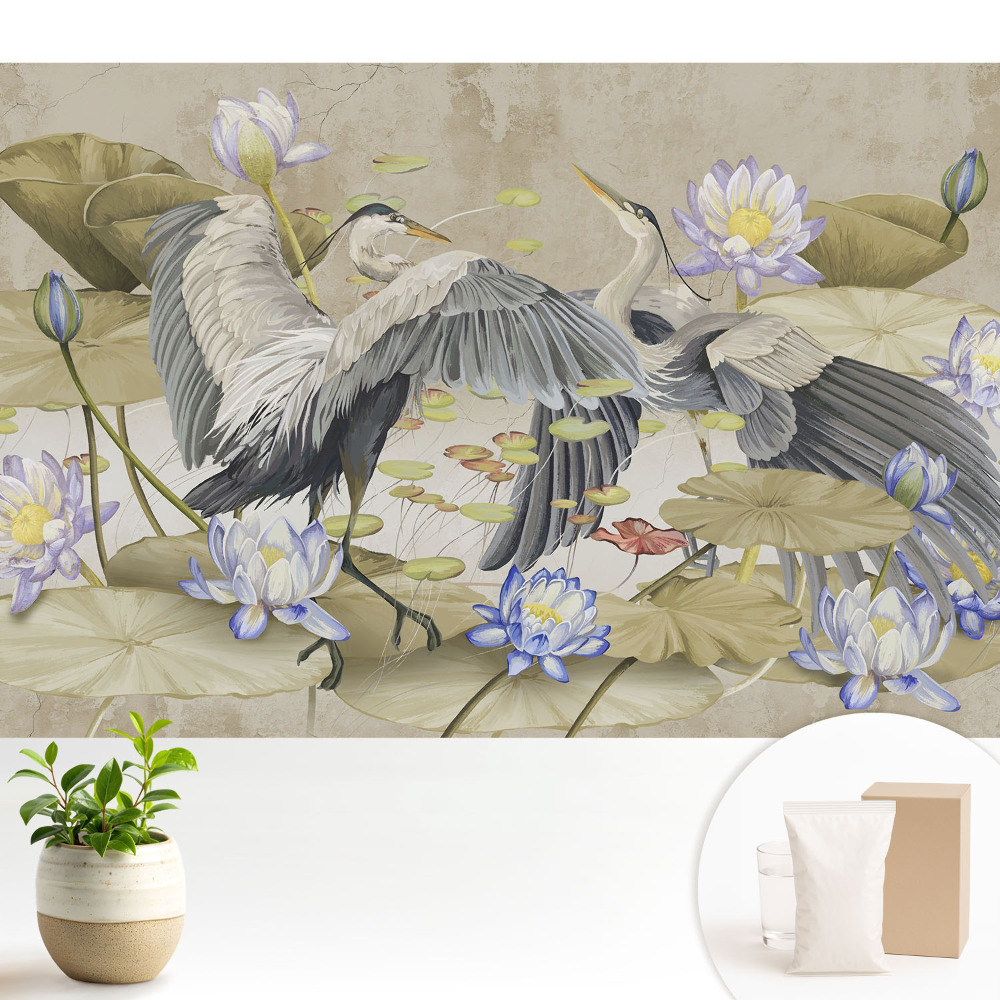 Dekor tapéta Daruk a tavirózsák körül klasszikus stílusban