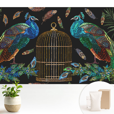 Modern tapéta Pávák a tollak szimmetriája között