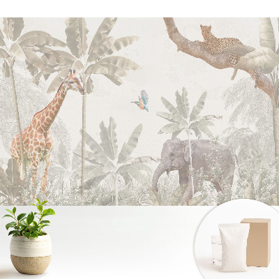 Dekor tapéta Egzotikus állat- és növényvilág pasztellszínekben