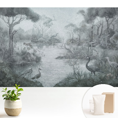 Modern tapéta Titokzatos erdei táj a tóparton
