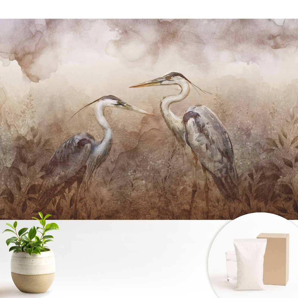 Tapéta Két daru finom színekben