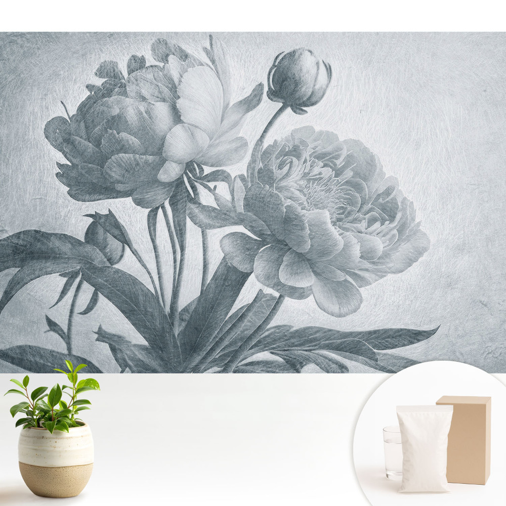 Dekor tapéta Szürke, finom virágok elegancia szerkezete