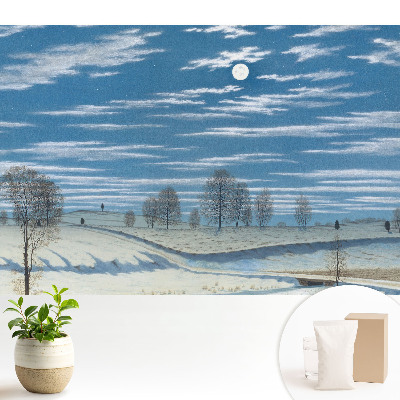 Tapéta Egy hangulatos téli táj a hold alatt