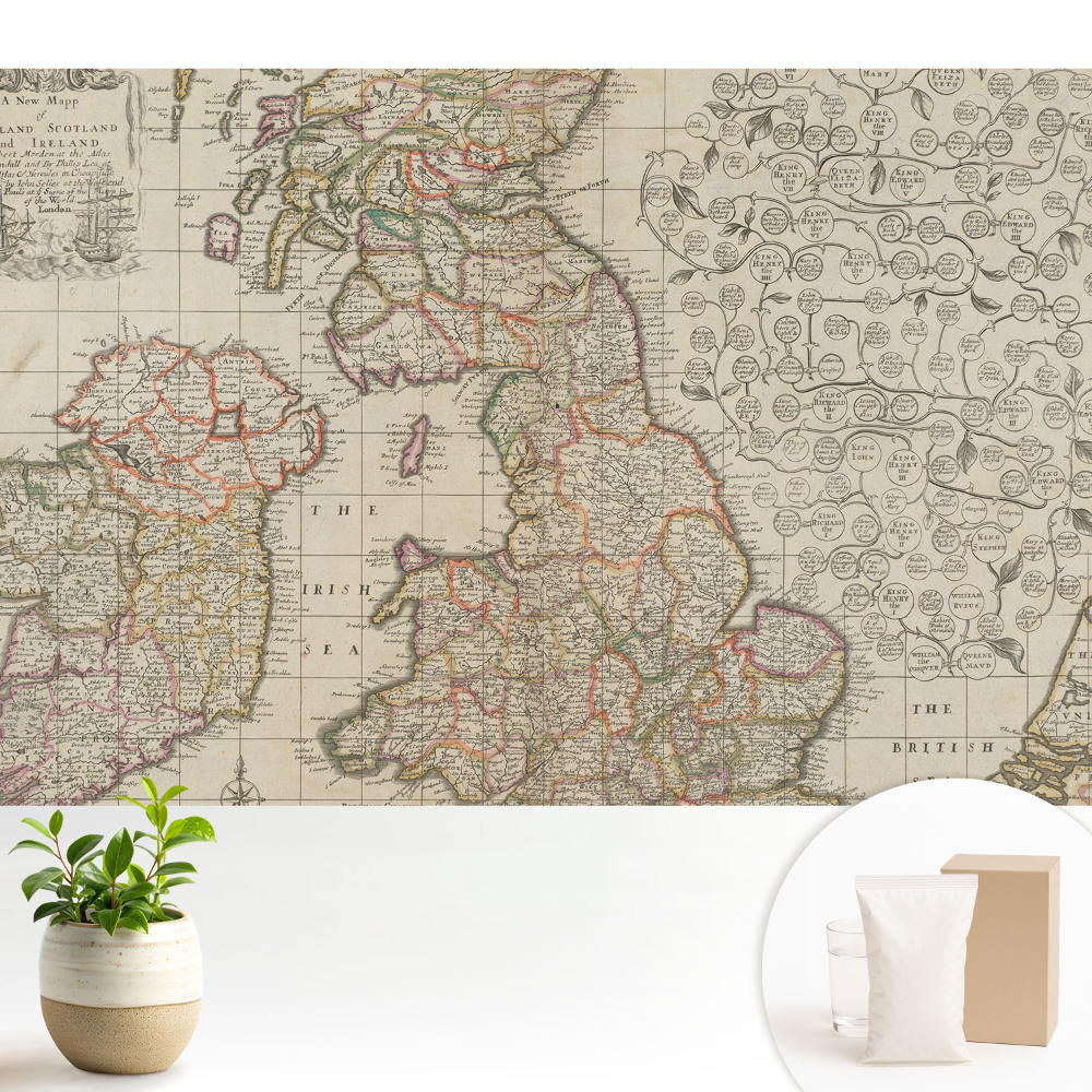 Tapéta A Brit-szigetek régi térképe részletesen.