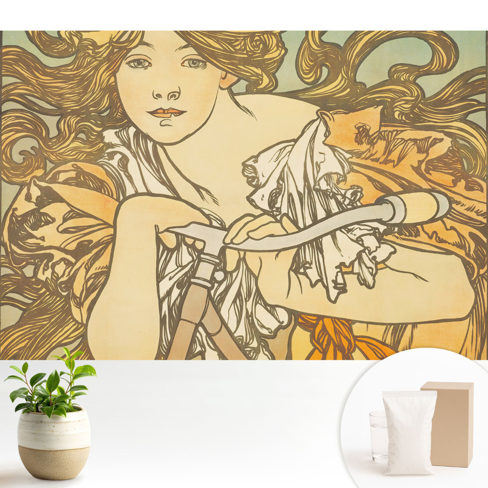 Modern tapéta Nő biciklin szecessziós stílusban
