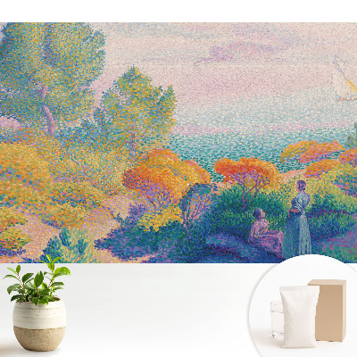 Tapéta Impresszionista tengerparti jelenet halvány színekben