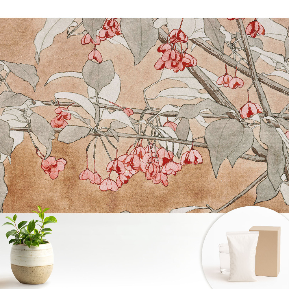 Tapéta Finom virágok és levelek finom színekben