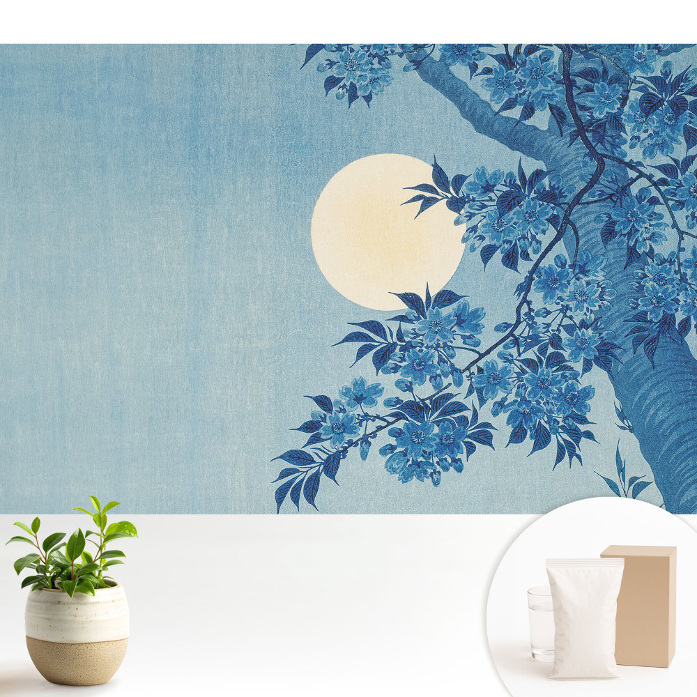 Tapéta Kék virágok a hold mellett