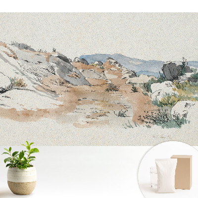 Dekor tapéta Sziklás táj, békés táj, finom színek