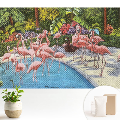 Modern tapéta Flamingók a medence mellett