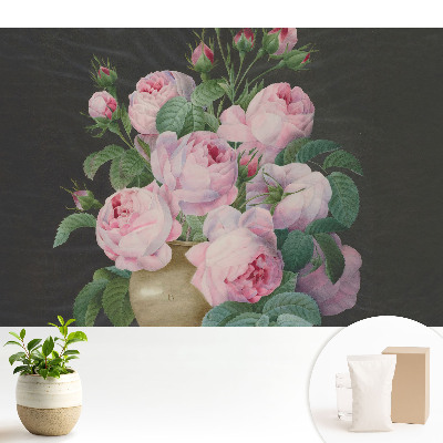 Modern tapéta Rózsaszín rózsák egy szürke vázában