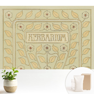 Modern tapéta Szecessziós növényi motívumok Herbarium felirattal