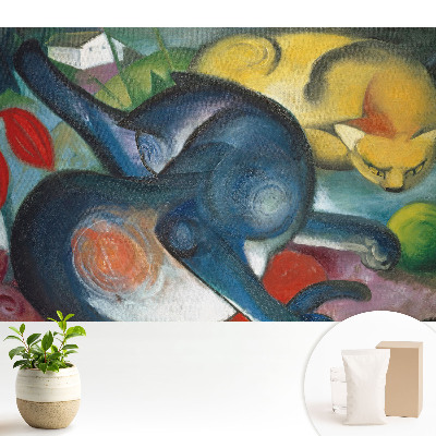 Modern tapéta Színes absztrakt macskák egy tájban