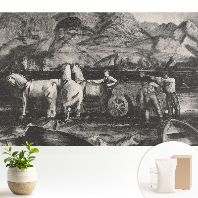 Modern tapéta Hegyi munka lovakkal
