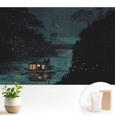 Dekor tapéta Egy szentjánosbogarakkal körülvett éjszakai hajó