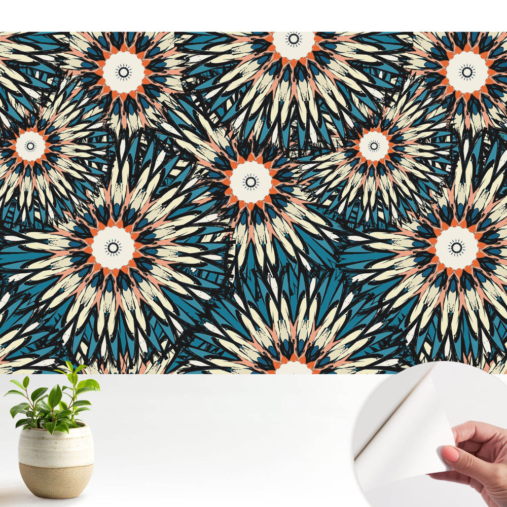 Dekor tapéta Energikus virágok ismételhető kompozícióban