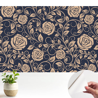 Öntapadós tapéta falra Klasszikus rózsák sötétkék alapon