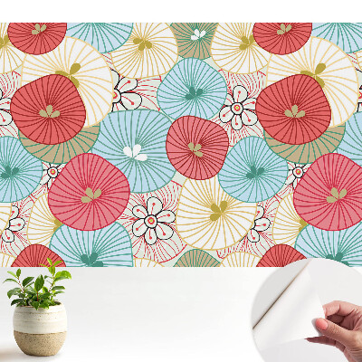 Dekor tapéta Színes kerek virágok modern stílusban