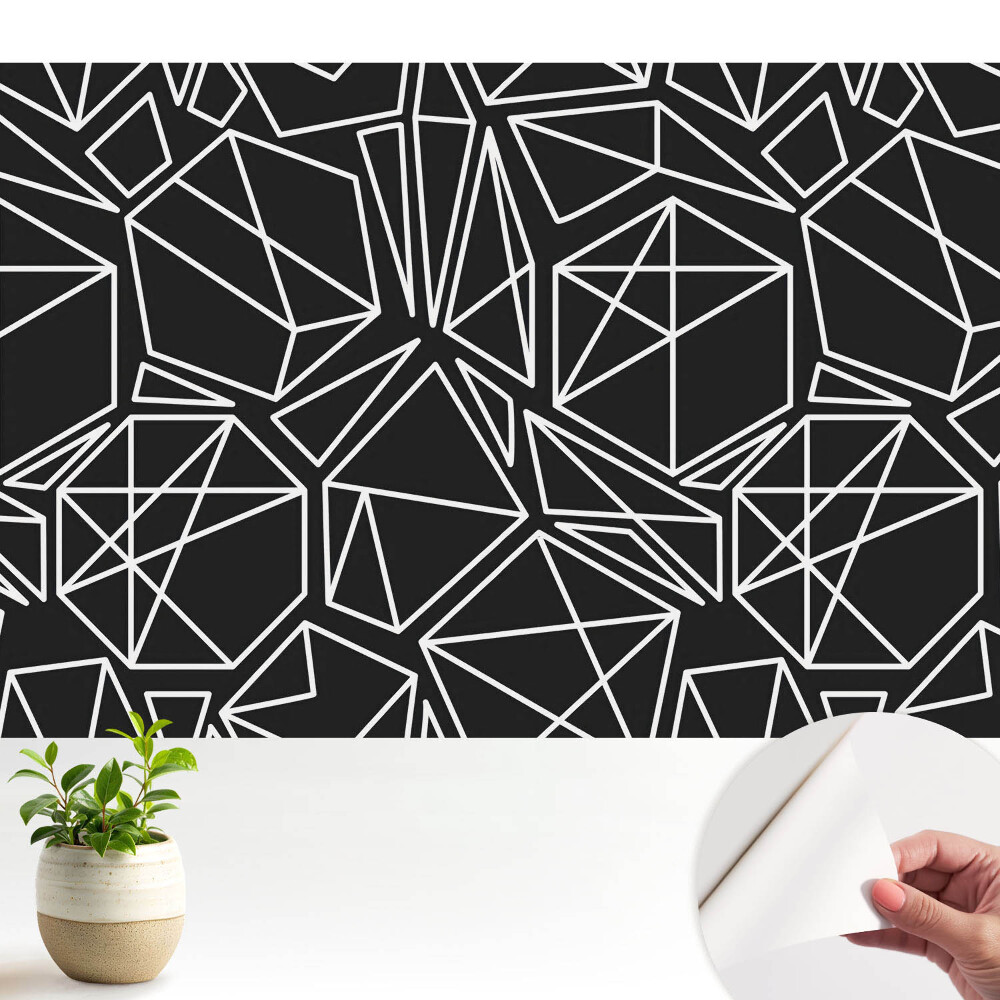 Öntapadó tapéta geometriai mintákkal fekete háttéren