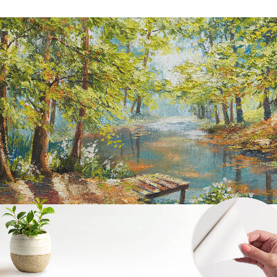 Modern tapéta Hangulatos erdei táj egy tóval