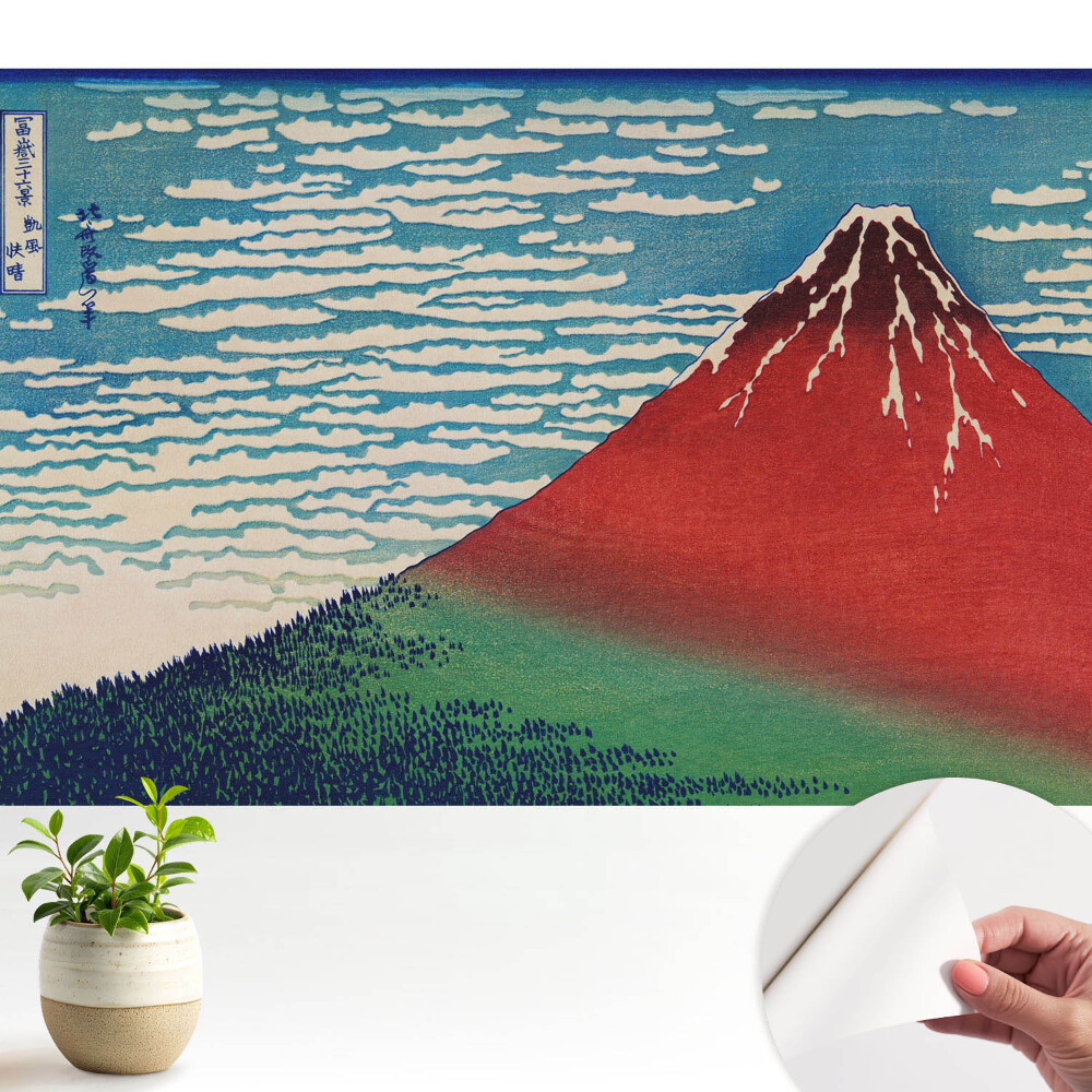 Tapéta japán stílusú hegy- és felhőmotívummal