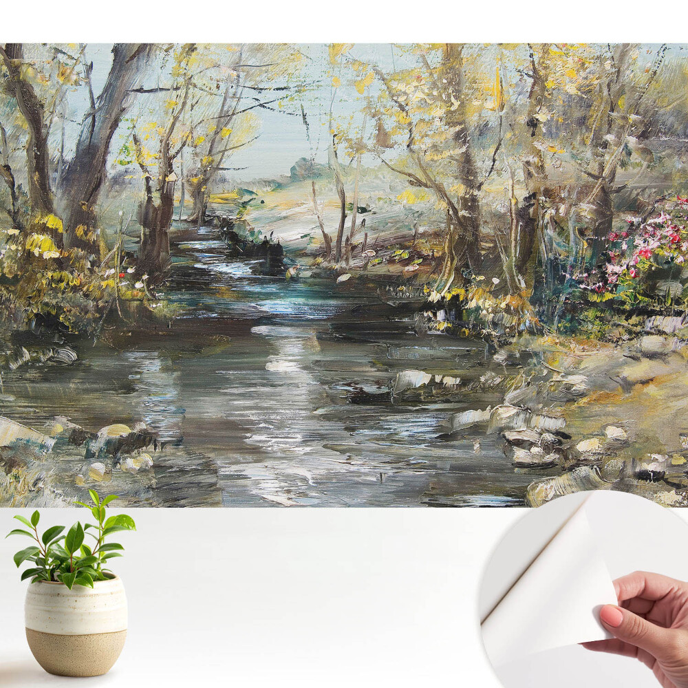 Öntapadós tapéta Festői erdei táj egy patakkal