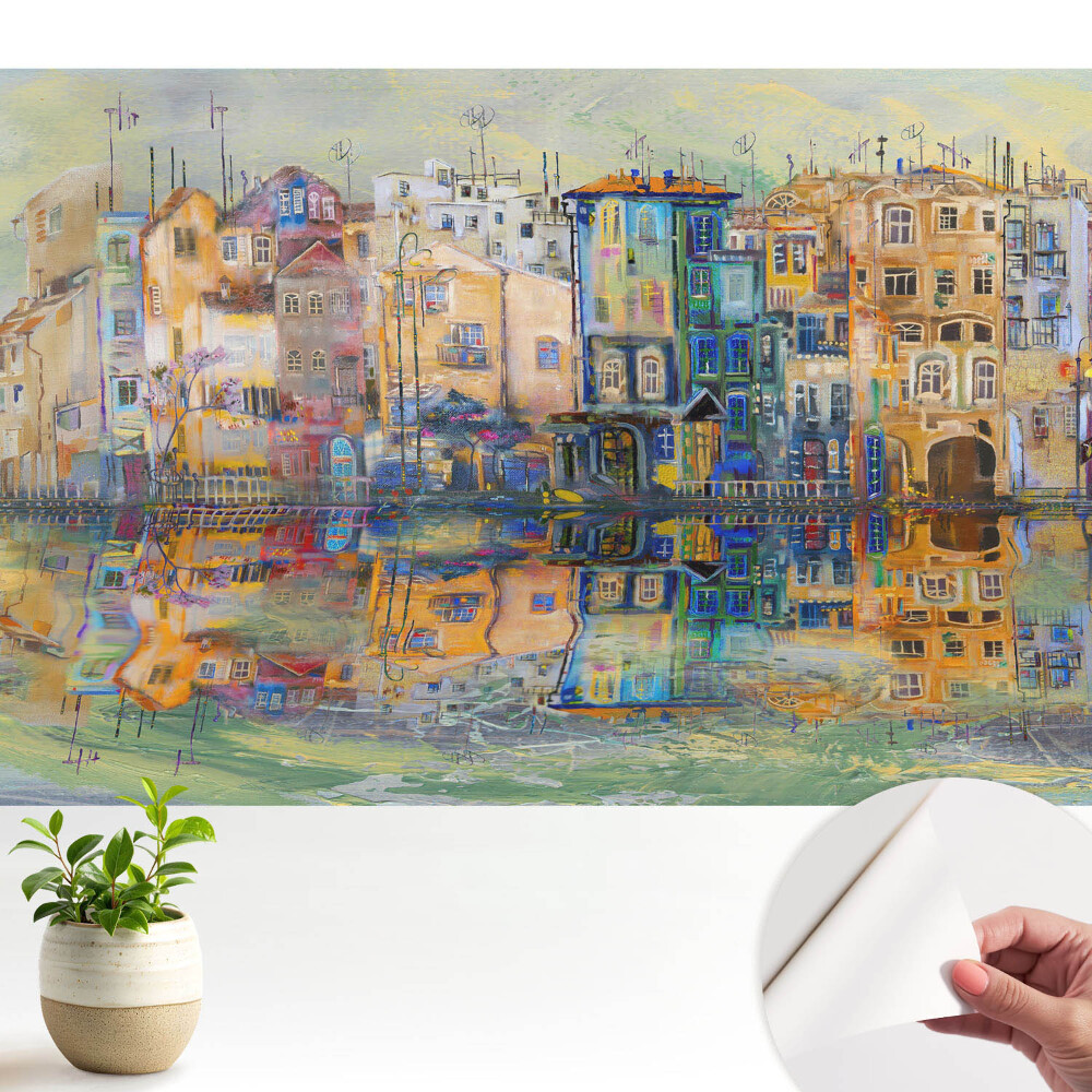 Öntapadós tapéta falra Színes táj, tükröződéssel a vízben