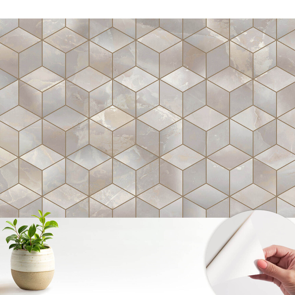 Modern geometrikus mozaikmintás tapéta szürke árnyalatokban