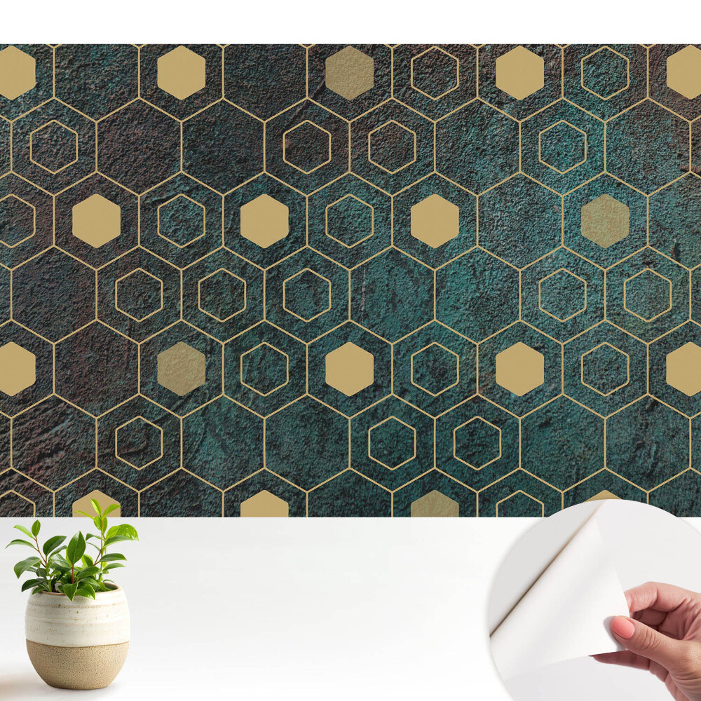 Tapéta sötét alapon geometrikus hatszögmintával