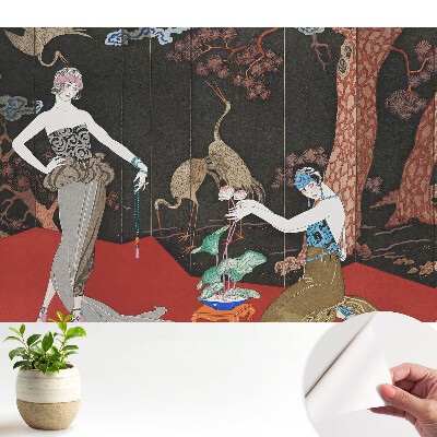 Öntapadós tapéta art deco figurákkal és természetmotívumokkal